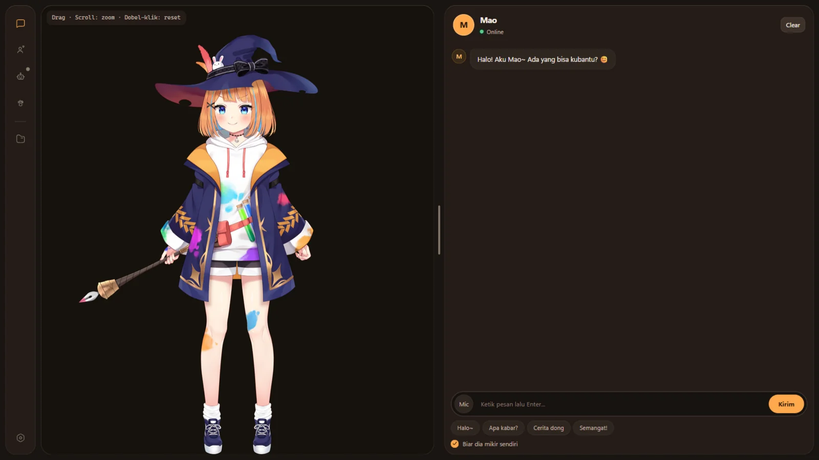 Lumimi: karakter Live2D di desktop Windows